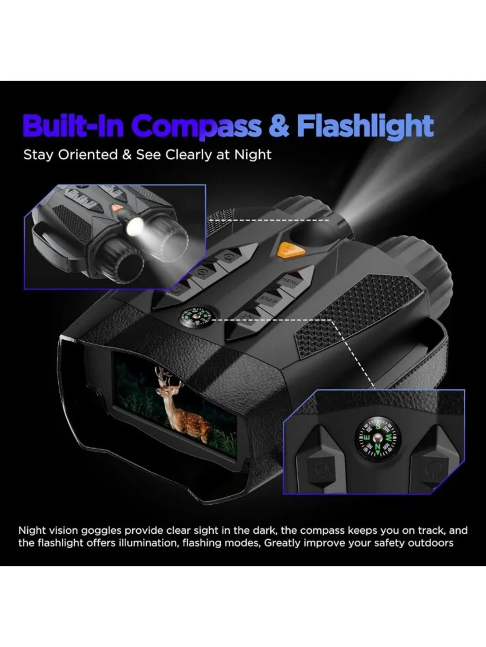 4K Night Vision Goggles - Tactical Binoculars with Camera, Infrared Hunting